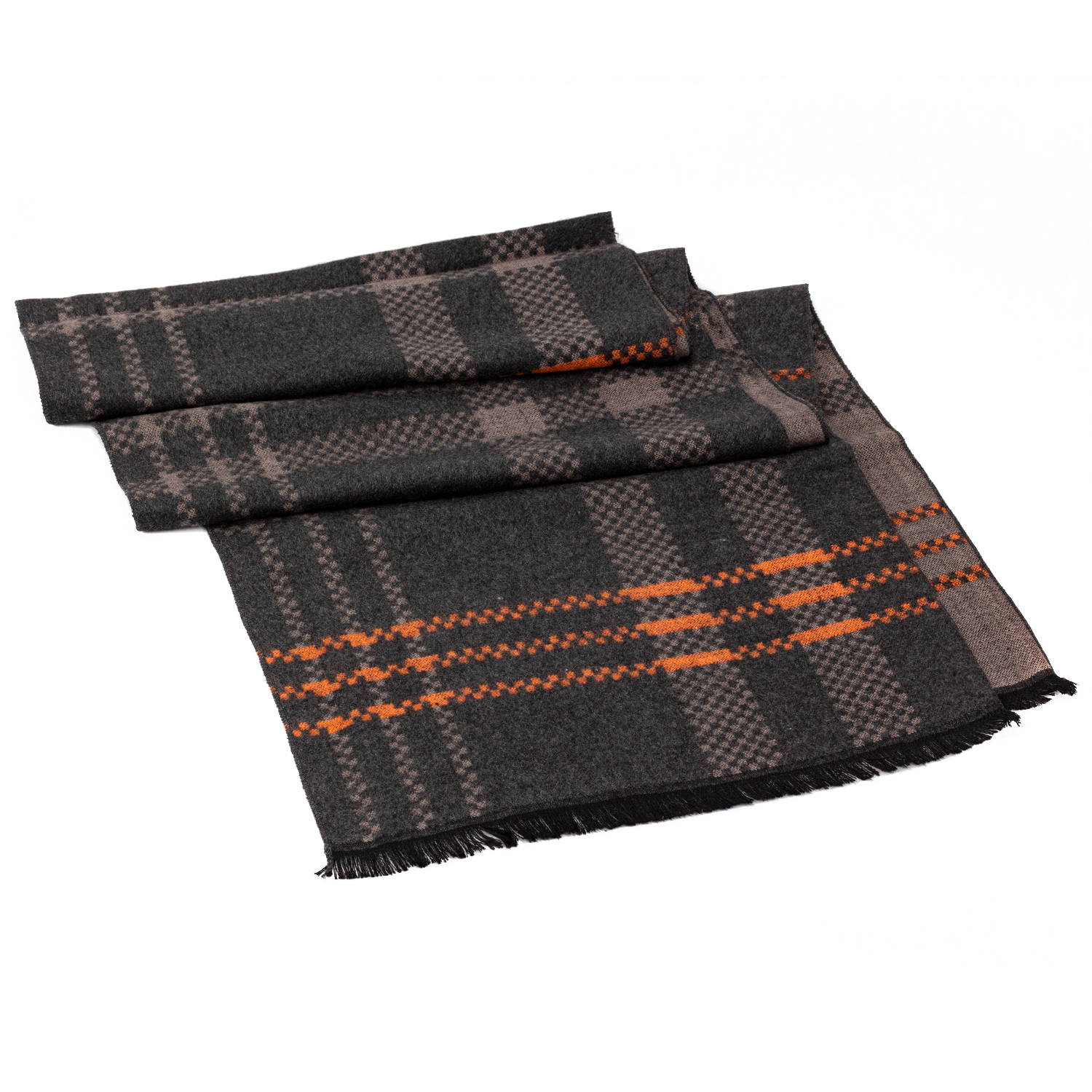 Чоловічий шарф у клітку LuxWear MS21012 темно-сірий