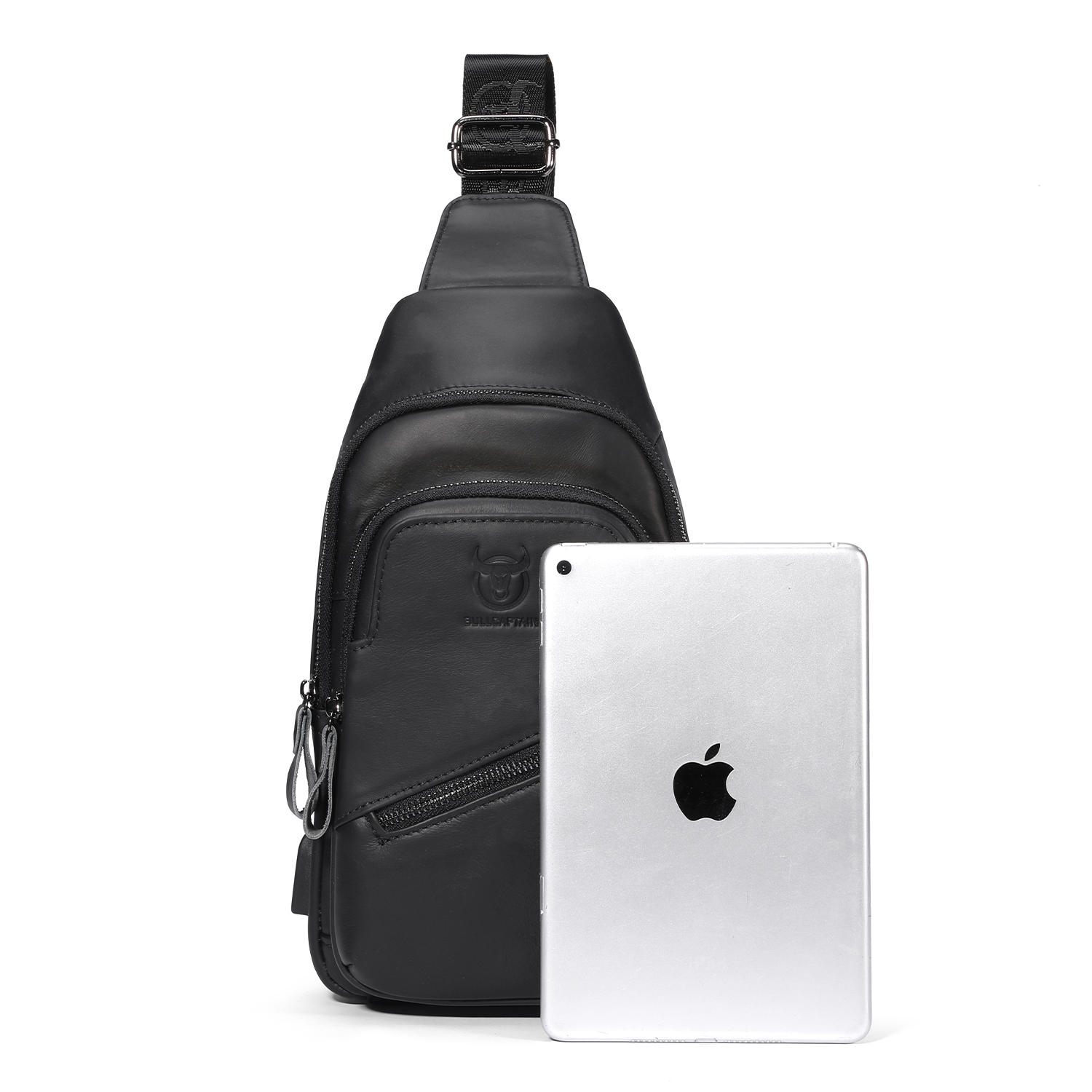 Шкіряна чоловіча сумка слінг BULLCAPTAIN XB0127BL, чорна