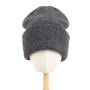 Женская шерстяная шапка бини оверсайз тёмно-серая (dark gray)