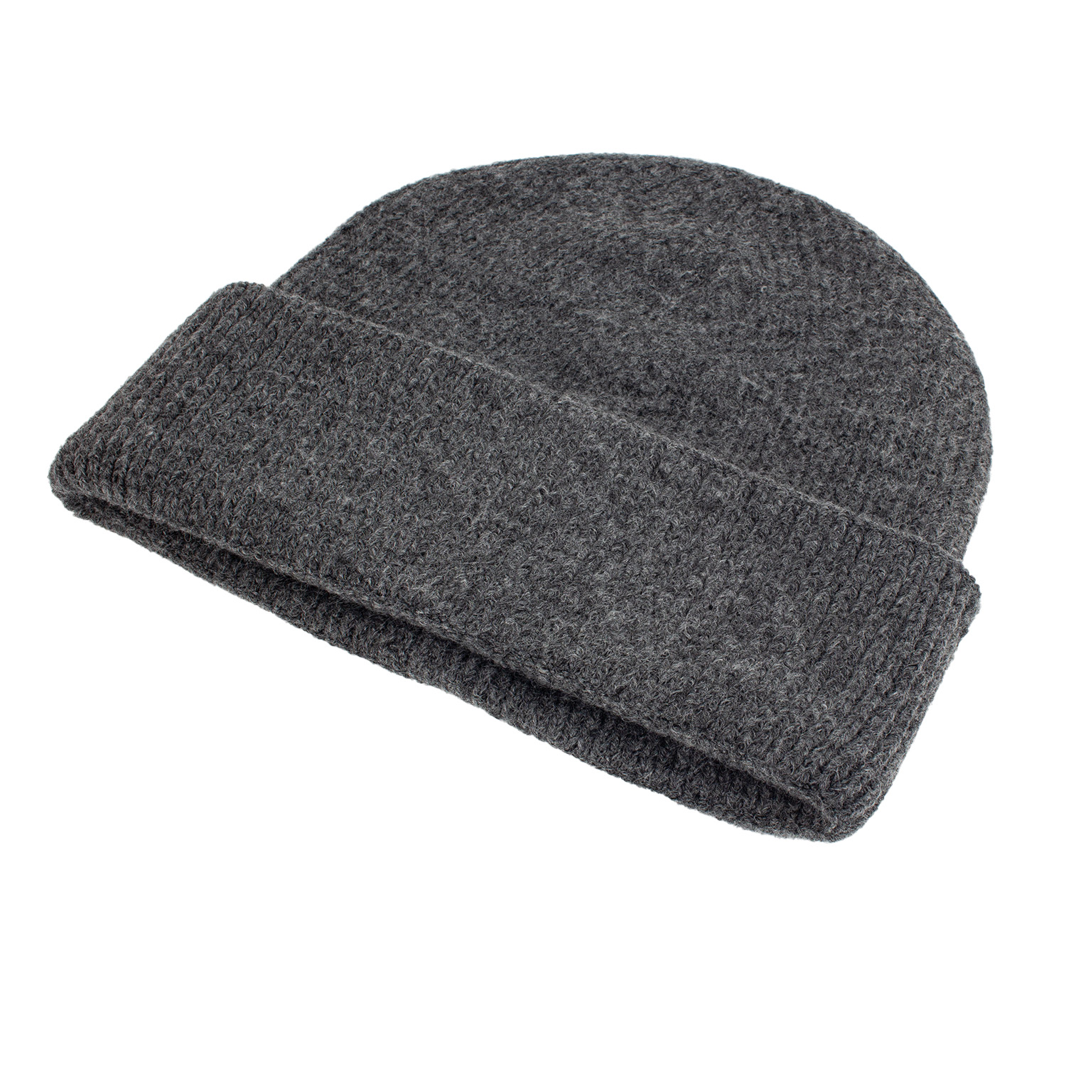Женская шерстяная шапка бини оверсайз тёмно-серая (dark gray)
