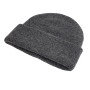 Женская шерстяная шапка бини оверсайз тёмно-серая (dark gray)