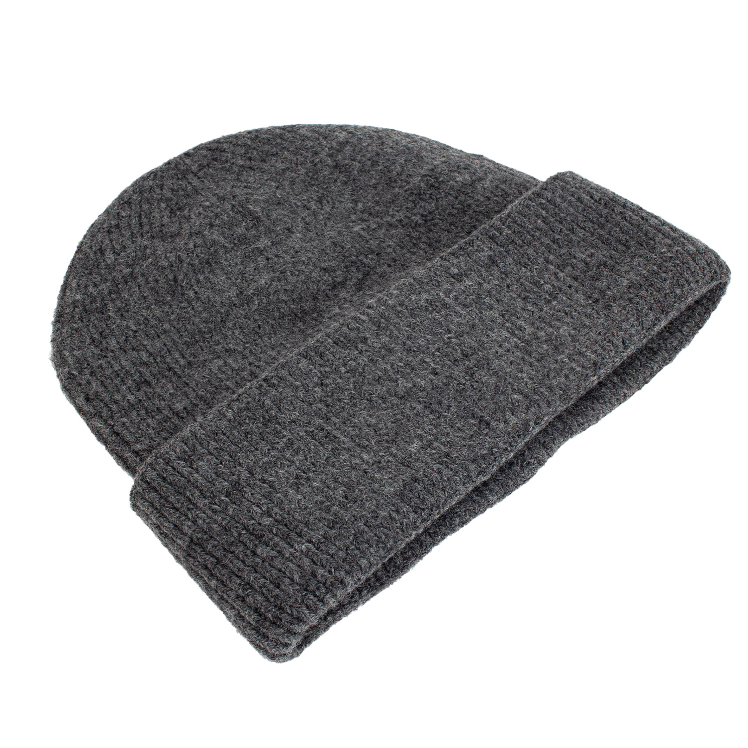 Женская шерстяная шапка бини оверсайз тёмно-серая (dark gray)