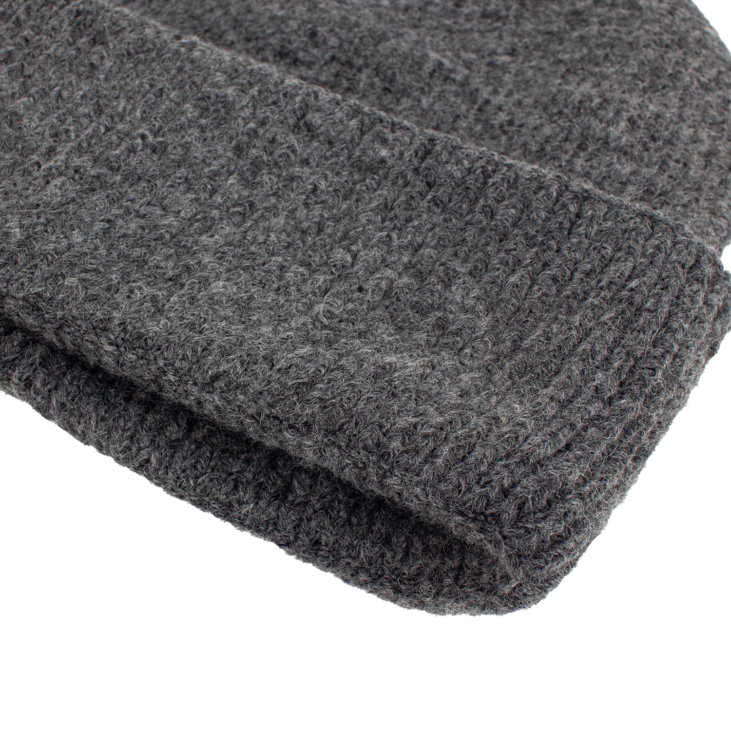 Женская шерстяная шапка бини оверсайз тёмно-серая (dark gray)