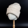Женская шерстяная шапка бини оверсайз бежевая (ivory)