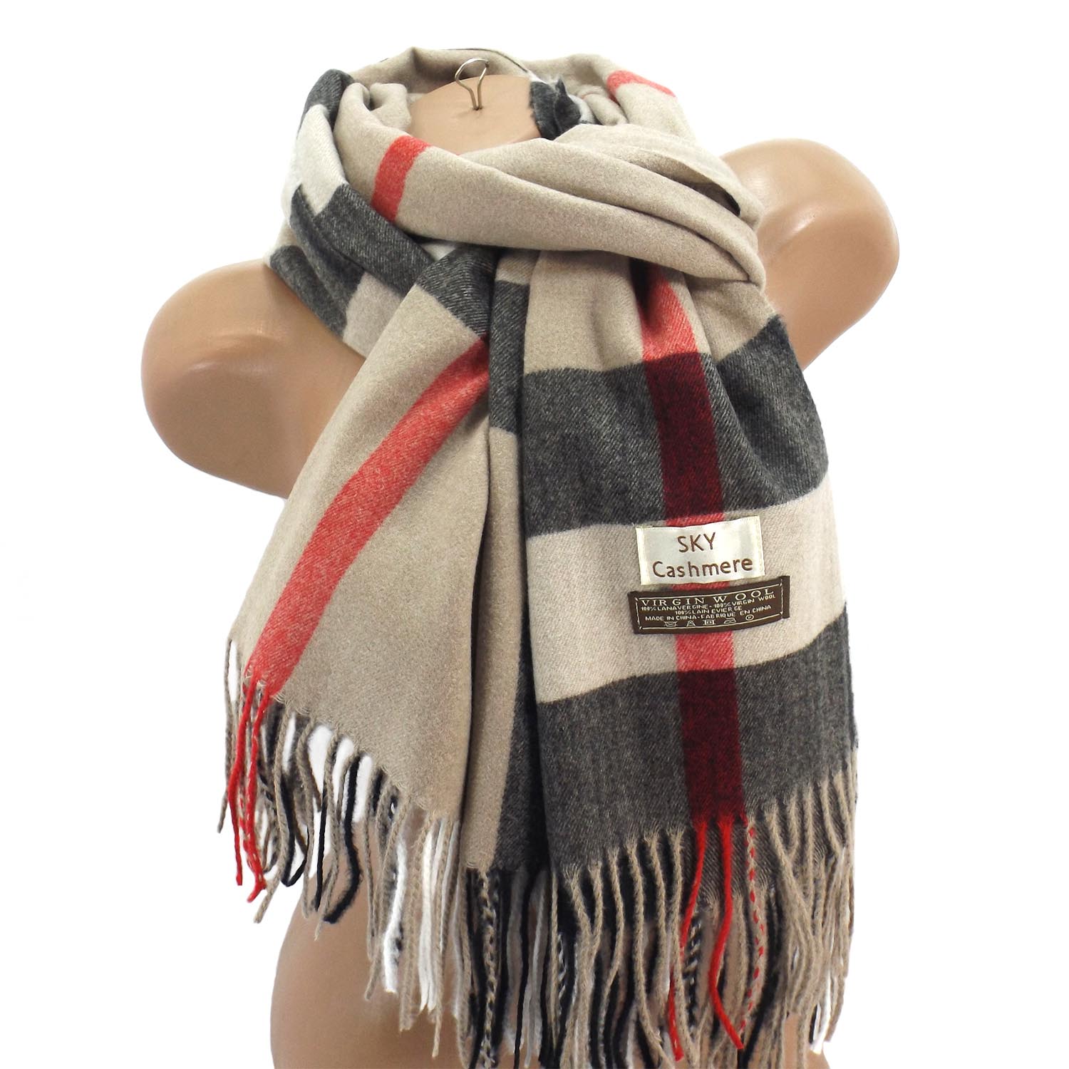 Женский шерстяной шарф Sky Cashmere S176003 Burberry, бежевый