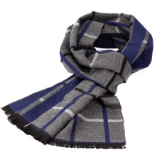 Чоловічий шарф у клітку LuxWear MS1005 сірий