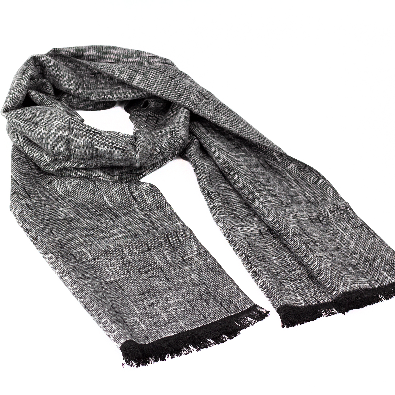 Мужской шарф в клетку LuxWear MS1006 серый