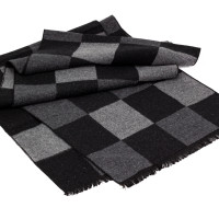 Мужской шарф в клетку LuxWear MS2009 черный с серым