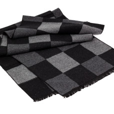 Чоловічий шарф у клітку LuxWear MS2009 чорний з сірим
