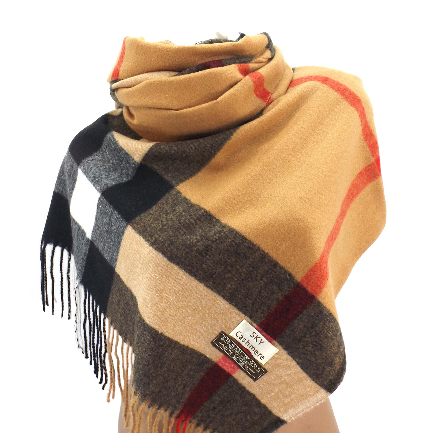 Женский шерстяной шарф Sky Cashmere S176008, цвет Burberry durk