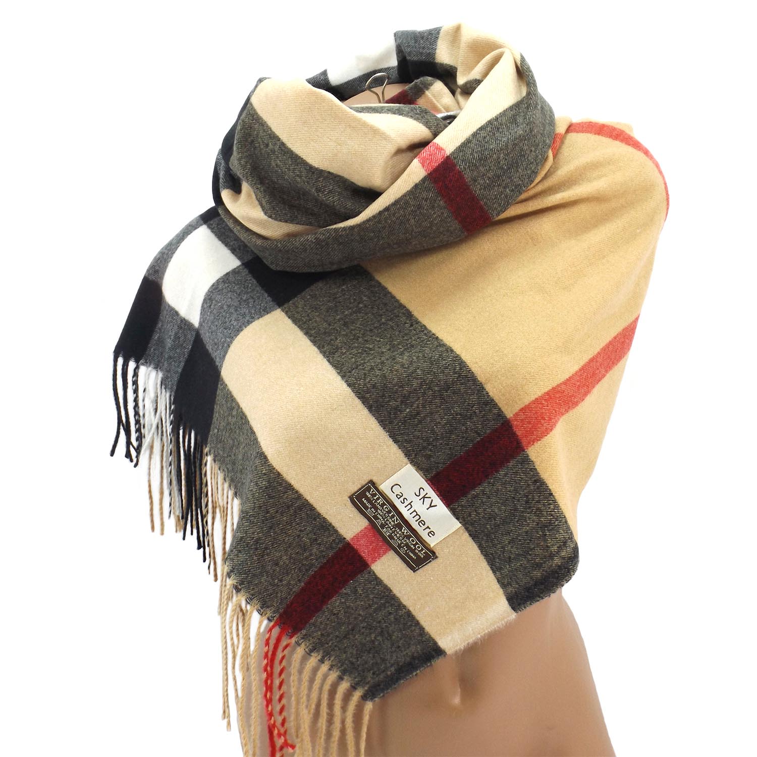 Жіночий вовняний шарф Sky Cashmere S176001, колір Burberry light