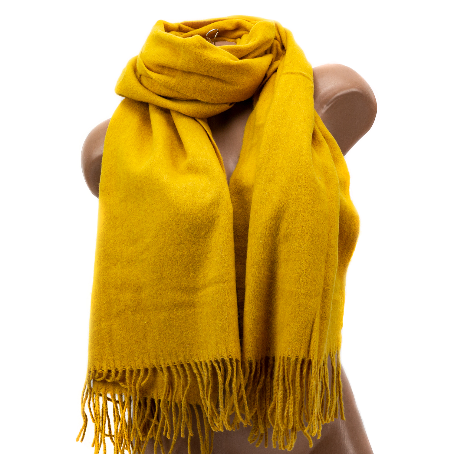 Женский кашемировый шарф LuxWear S128016 горчичный