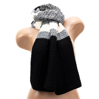 Вязаный кашемировый шарф LuxWear S19501 черный с серым