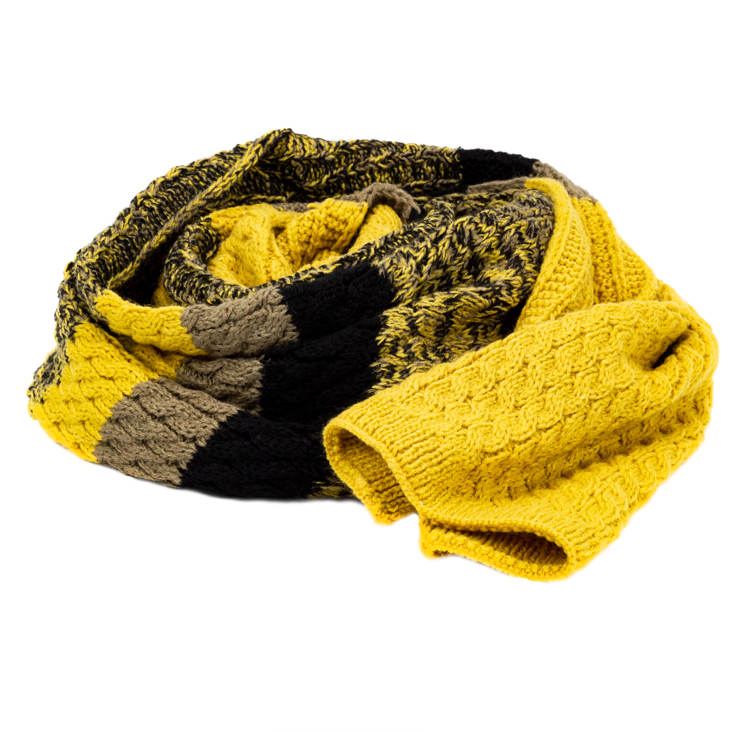 Жіночий в'язаний шарф LuxWear S19504 жовтий з чорним