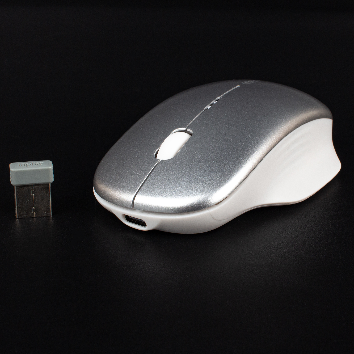 Бездротова миша Inphic M1GR GEN2 USB 2.4G, акумуляторна, тиха, сіра