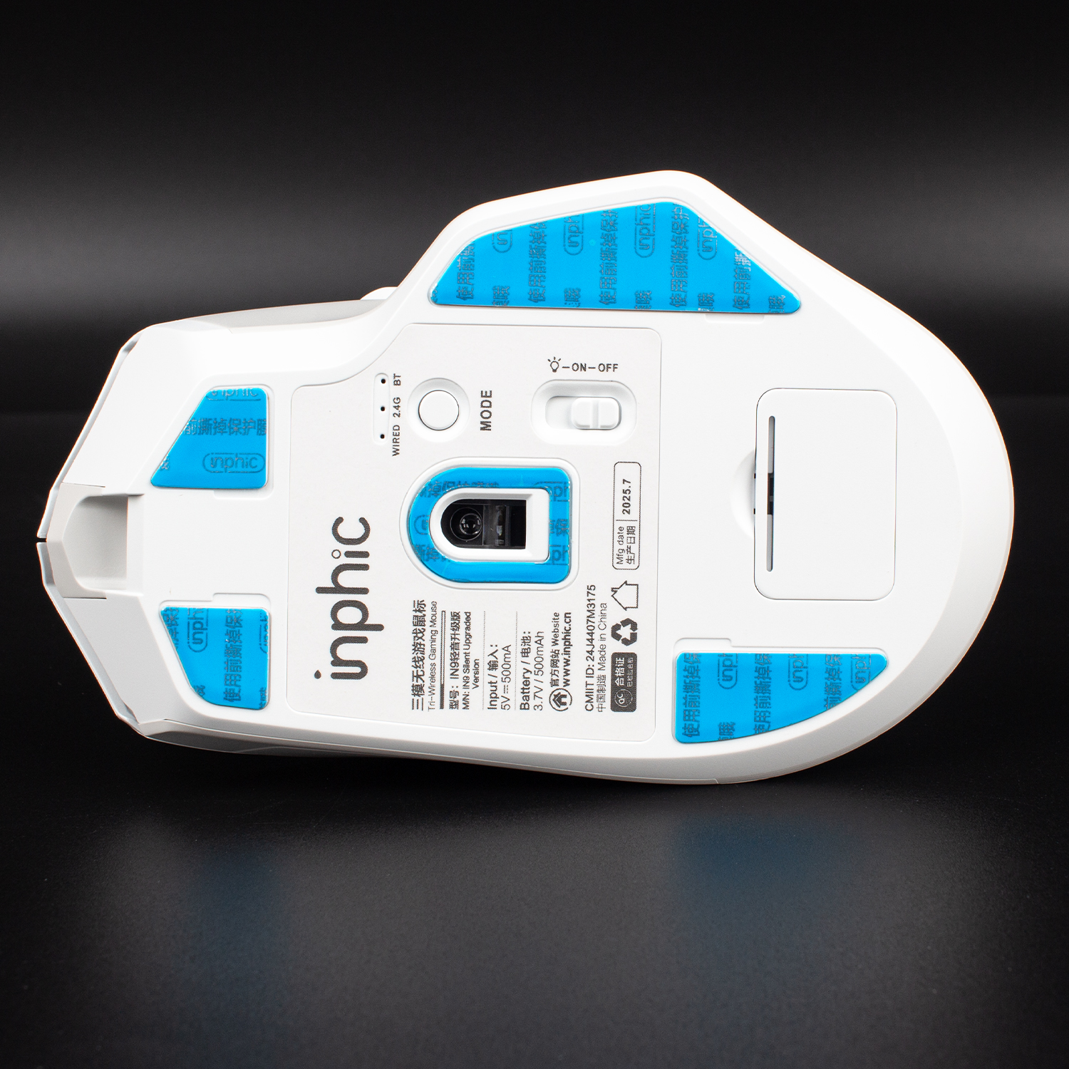 Бездротова ігрова миша Inphic IN9 PAW3311 12000 DPI, Bluetooth 5.0 + 2.4G + Type-C, Silent, біла