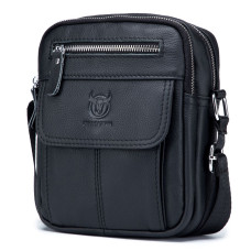 Небольшая мужская сумка кожаная BULLCAPTAIN ZXB016, черная